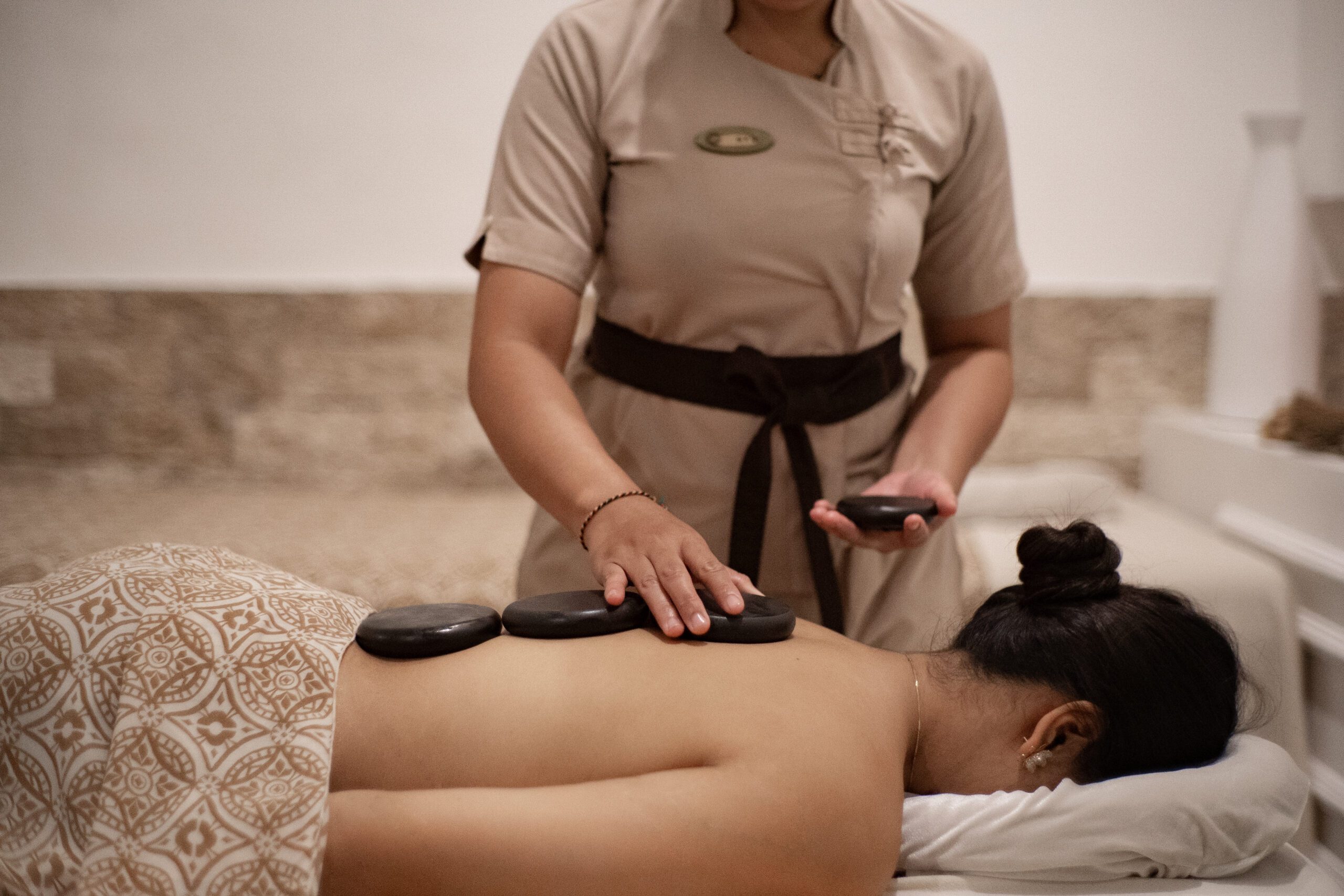 Heated stones used during hot stone massage in Ubud