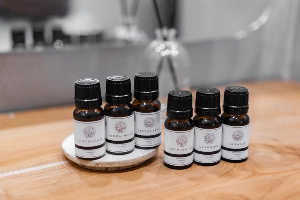 Natural botanical ingredients and herbal oils used in Jaens Spa signature treatments