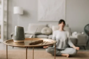 wellness spa treatment room with warm lighting